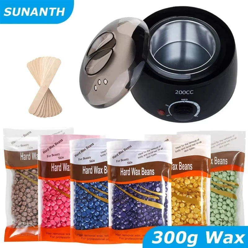 200ml Hair Removal Wax Heater Kit with Multiple Colors - Fast Melting & Temperature Control