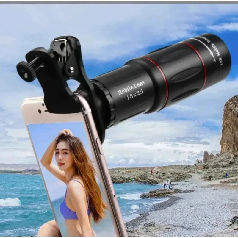 HD Monocular Telescope with Phone Attachment 18X25 Compact Telephoto Lens