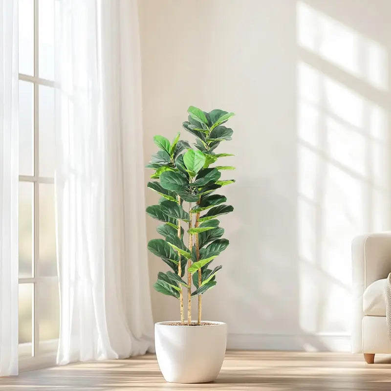 Artificial Fiddle Leaf Fig Tree with Pot - Faux Indoor Greenery 6-7 ft