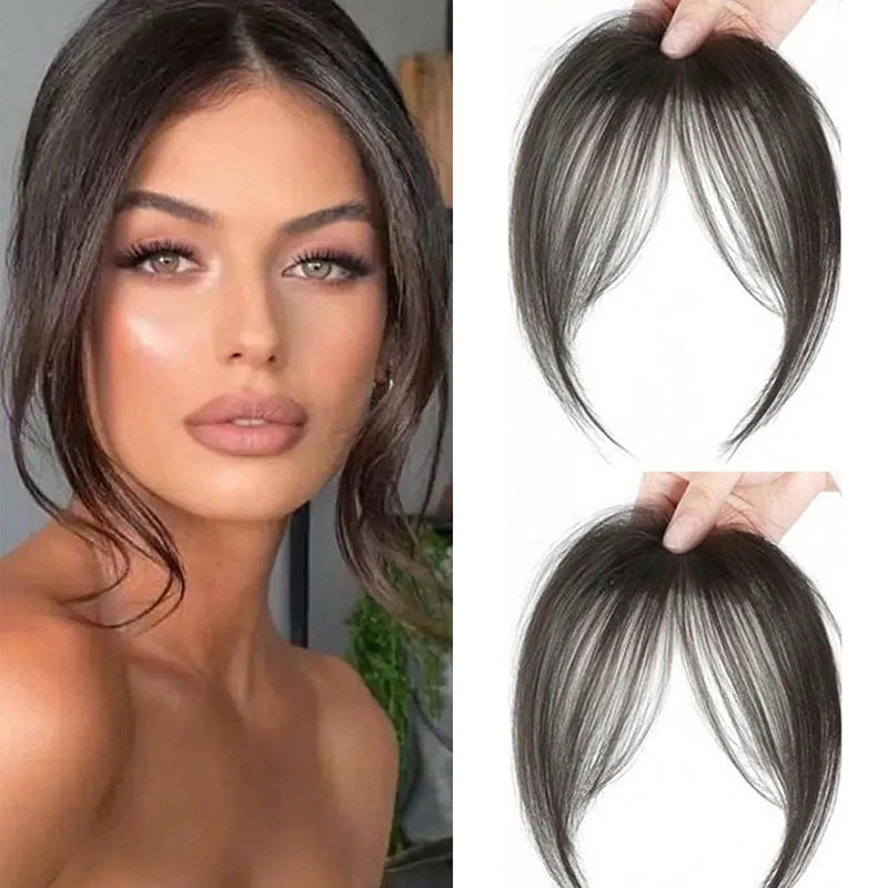 Synthetic Hair Piece with Clip-On Bangs for Women, Fluffy & Natural-Looking Styling Accessories