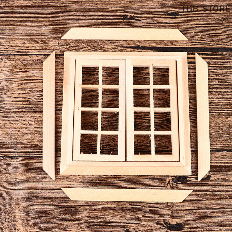 12 Dollhouse Miniature Window Set - 16 Square Grids for 1:12 Scale Model Homes