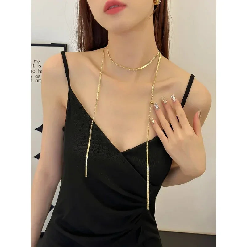 Women's Light Luxury Snake Bone Chain Necklace - Versatile Long Neck Chain