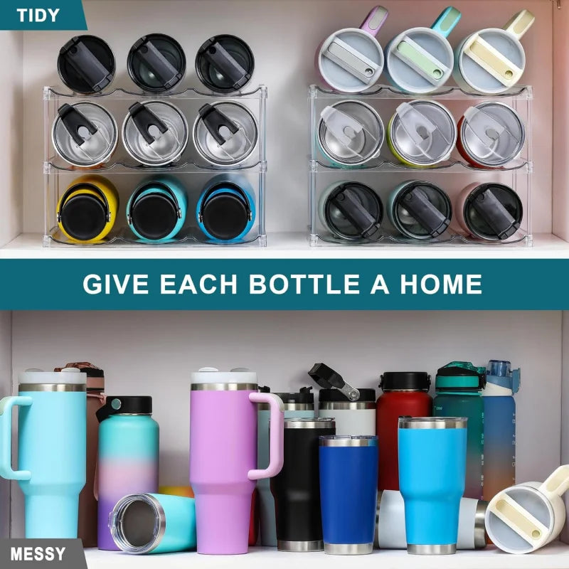 Stackable Large Capacity Water Bottle Storage Rack for Kitchen & Living Room Cabinet