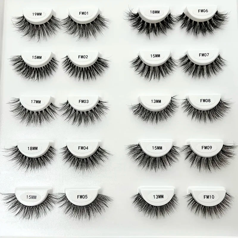 Clear Band 3D Mink False Eyelashes - Natural Fluffy Volume Wispy Lashes