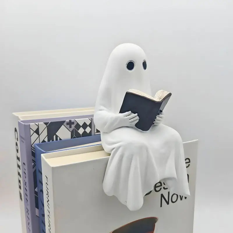 Halloween Ghost Reading Statue Ornament for Home & Holiday Decor