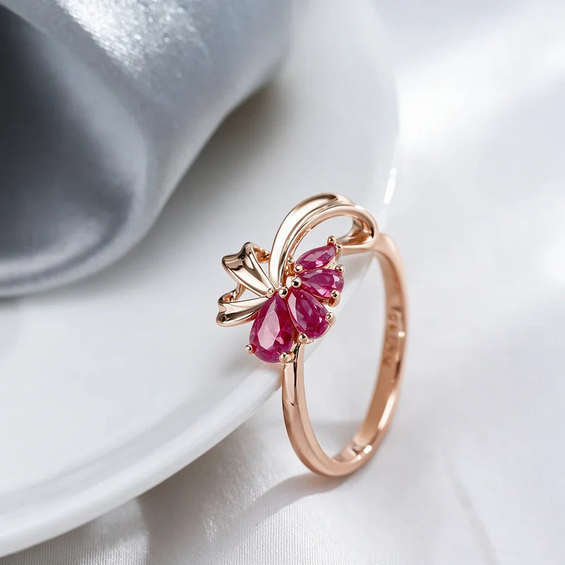 Elegant Flower-Shaped Zircon Ring for Women - Rose Gold Wedding & Party Jewelry