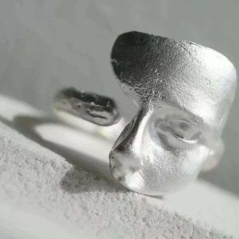 Sterling Silver Mask Ring for Women - Vintage Punk Jewelry Gift