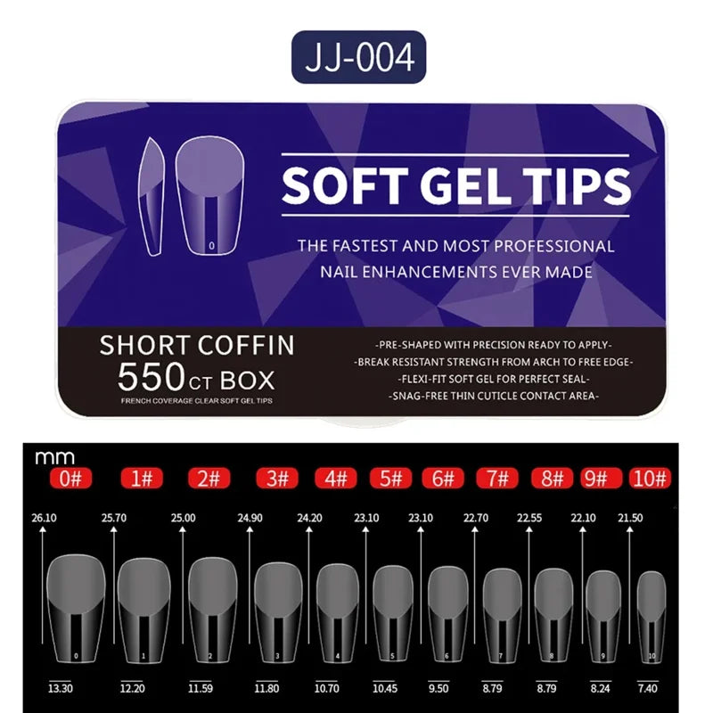 Medium and Short Soft Gel Nail Tips Set - Full Coverage Matte Extension Tools