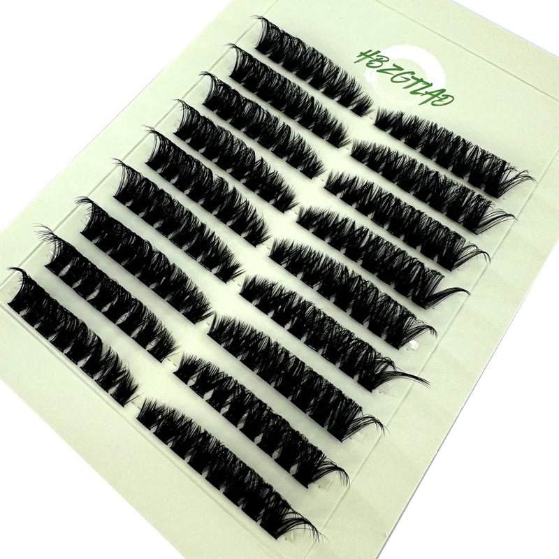 9-Row Fluffy Curl Eyelash Extension Bundle - 60D/80D Cat Eye Style