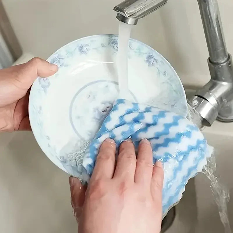 Reusable Kitchen Cleaning Cloths - Thickened Coral Fleece Dish Towels 25x25cm