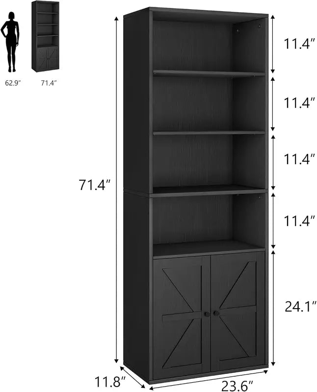 Farmhouse Wooden Display & Storage Cabinet with Barn Doors - 71.4 Inch