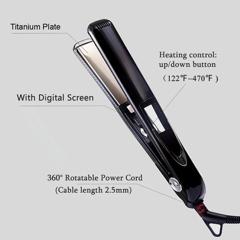 Vibrating Titanium Hair Straightener and Curling Iron - Keratin Plate, Fast Heat Up
