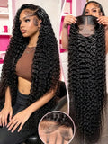 Deep Water Wave Lace Front Wigs for Women - Curly Human Hair, 26-32 Inches