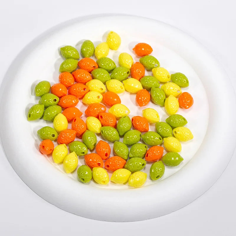 20pcs 9x14mm Acrylic Lemon Beads for Jewelry Making Charms DIY Accessories