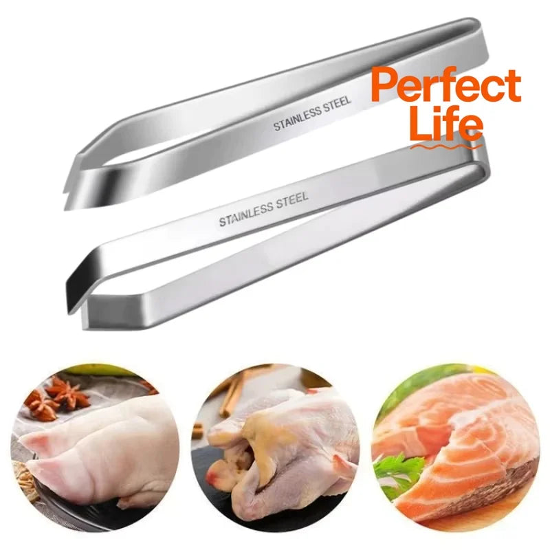 Stainless Steel Fish Bone Tweezers Pliers Kitchen Tool for Fish & Meat Removal