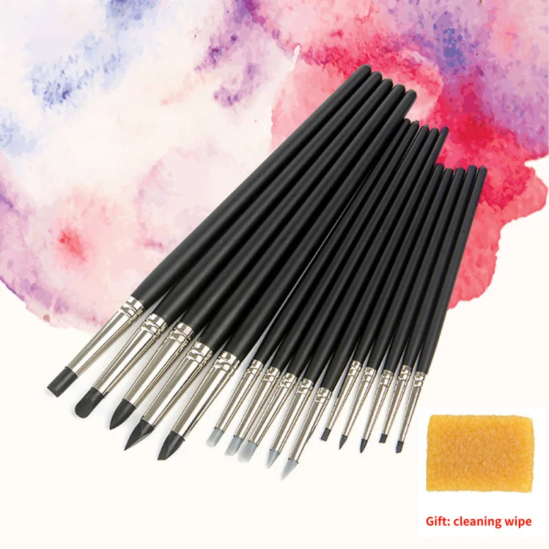 Silicone Nail Brush Set for Manicure Art and Sculpting - 5 Pieces