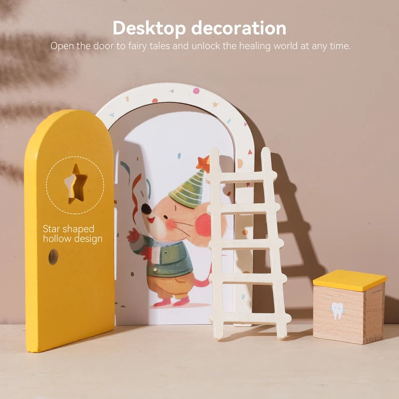 Mini Fairy Door Decoration with Openable Wooden Arch for Dollhouses and Fairy-tale Gifts