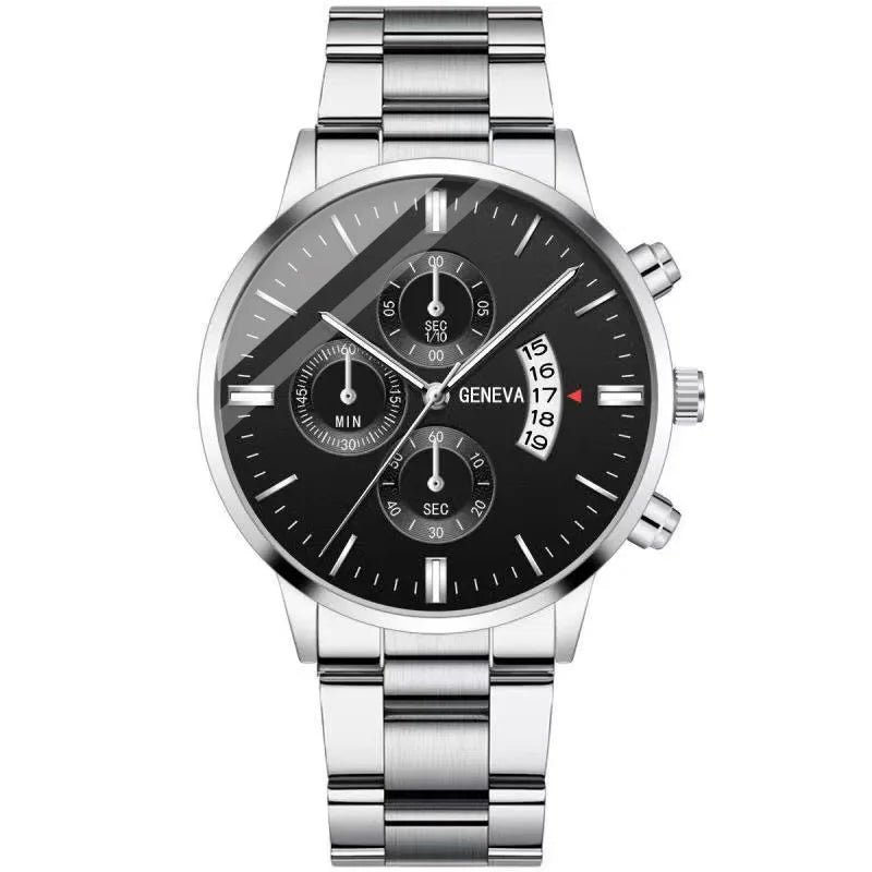 Men's Luxury Stainless Steel Quartz Watch Calendar Business Wristwatch