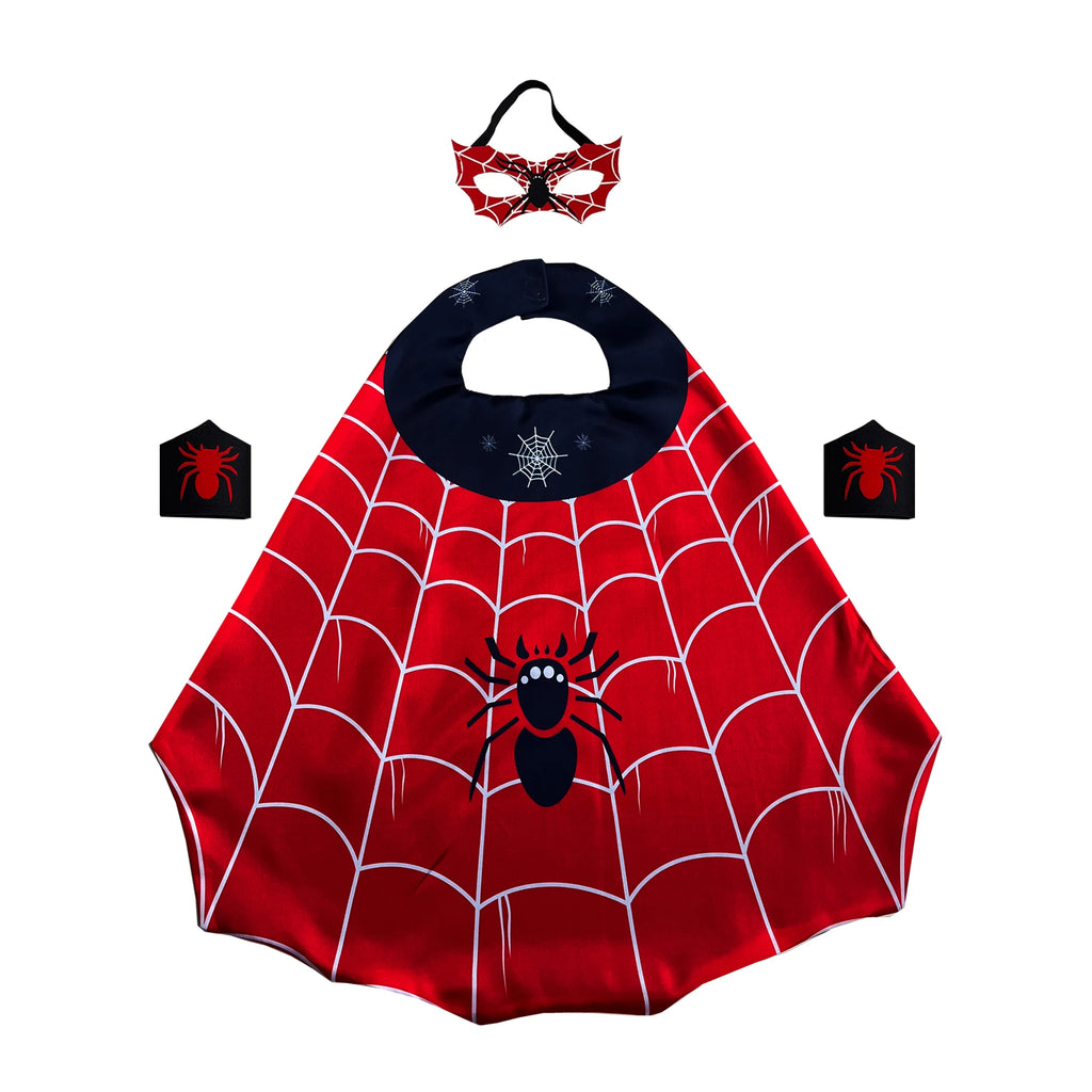 Kids Superhero Costume Set with Cape Mask and Wristbands for Halloween and Cosplay