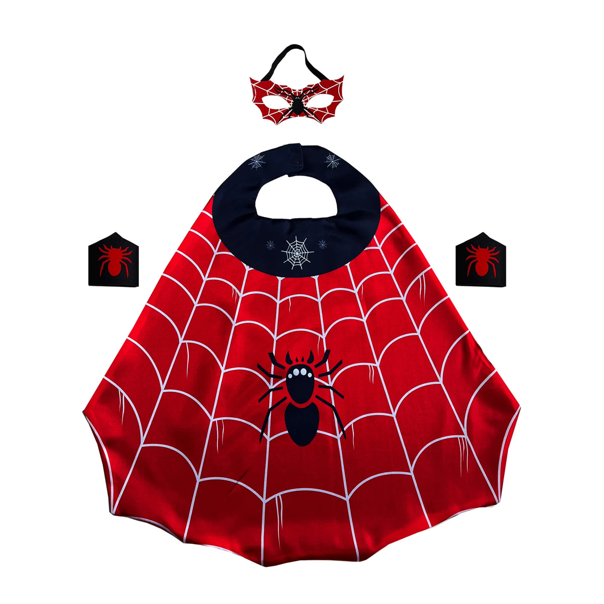 Kids Superhero Costume Set with Cape Mask and Wristbands for Halloween and Cosplay