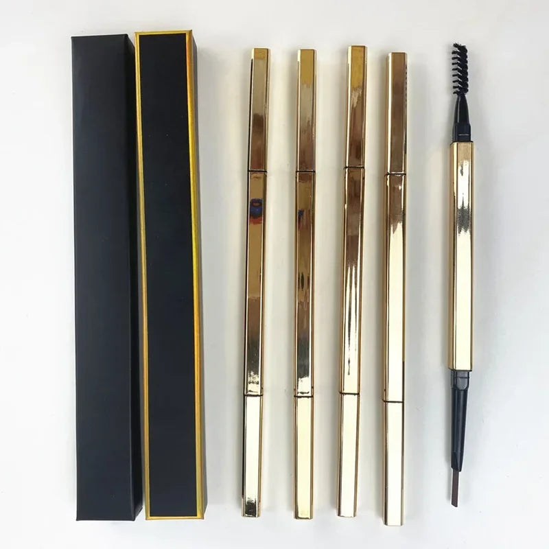 Waterproof Double-Headed Eyebrow Pencil with Brush - Bulk 5 Colors Makeup Tool