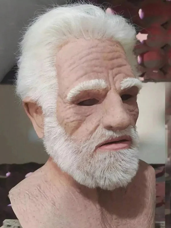 Realistic Old Man Halloween Mask - Full Face Role Play Mask for Parties & Events