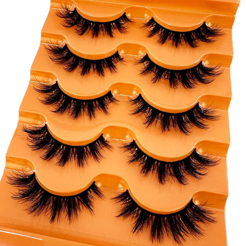 Fake Eyelashes 5D Fluffy Faux Mink Lashes Long Wispy Volume Strip Eyelash Pack
