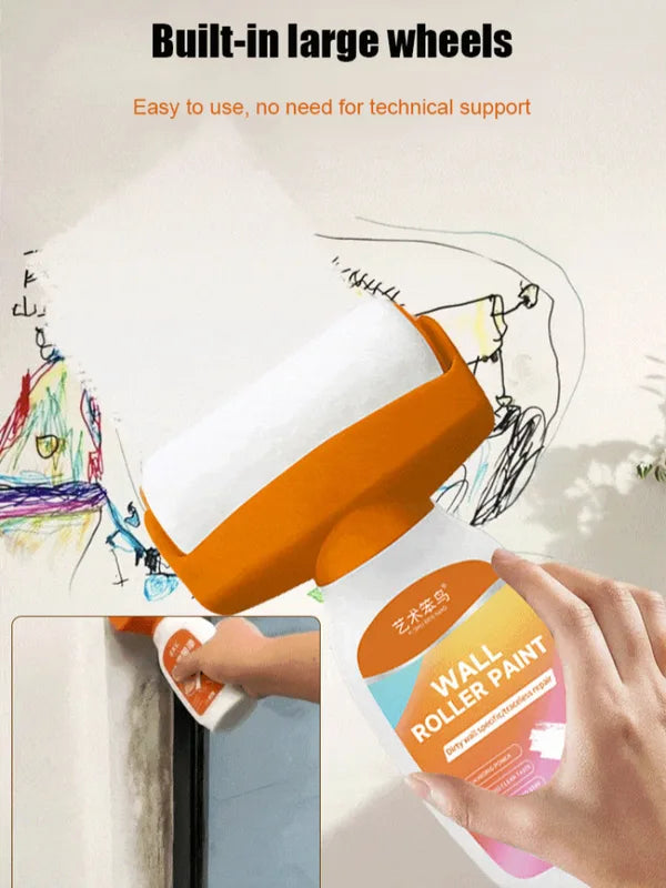 Water-Based Wall Repair Paint Set with Self-Brushing Roller - Interior Latex Wall Patch