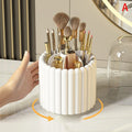 Rotating Makeup Brush Holder with Lid - Cosmetic Storage Organizer for Brushes, Lipsticks, Eyeliners