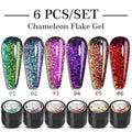 Magnetic Gel Nail Polish Set with Cat Eye Effect - 6 Colors, UV Soak Off Varnish Kit