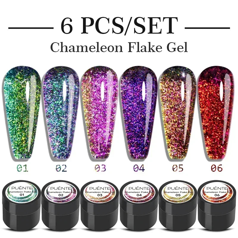 Magnetic Gel Nail Polish Set with Cat Eye Effect - 6 Colors, UV Soak Off Varnish Kit
