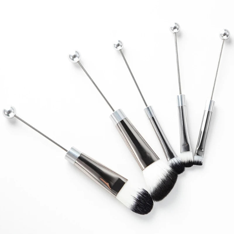 DIY Makeup Brush Set with Metal Handles - Multi-functional Powder Eye Shadow Blusher Brushes for Girls