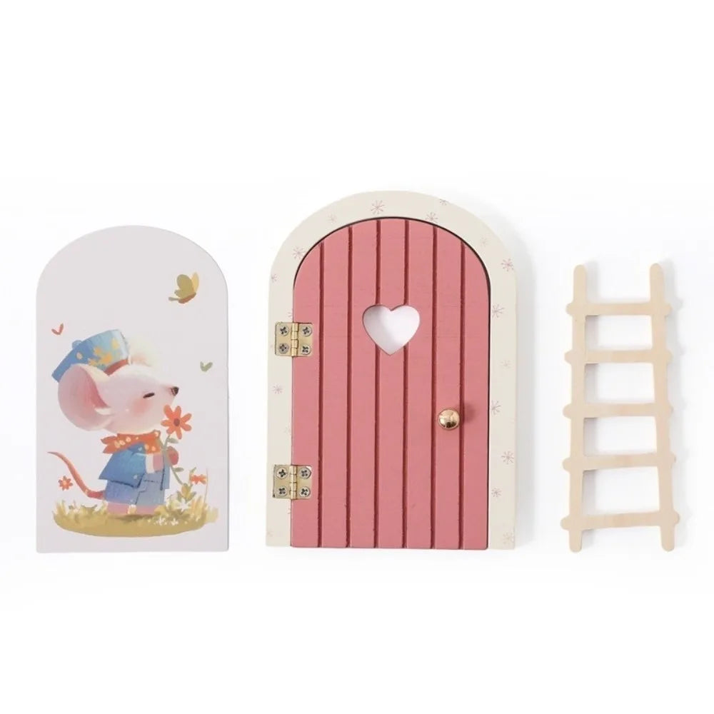 Glow-in-The-Dark Fairy Elf Door Wooden Miniature Home Decor - Creative Mouse Hole Design