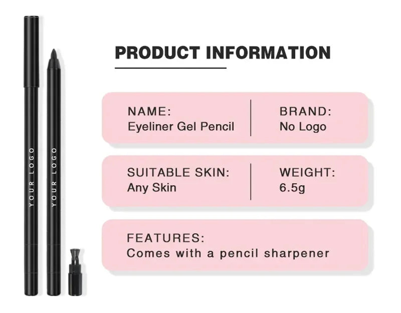 Waterproof Eyeliner Pen with Built-in Sharpener - Bulk 6.5g Makeup Tool
