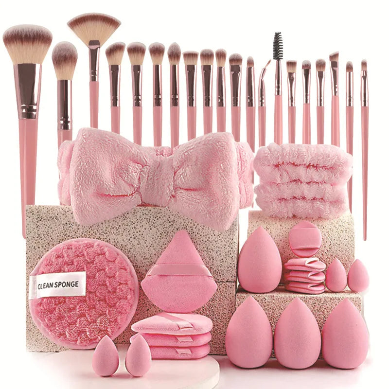 40-Piece Makeup Kit with Brush Organizer and Travel Cosmetic Bag for Women and Girls
