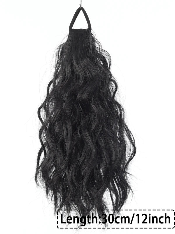 Wavy Curly Ponytail Extensions Hairpiece with Elastic Band for Women