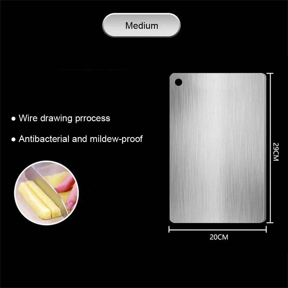 Stainless Steel Double-Sided Kitchen Cutting Board for Dough and Food Prep