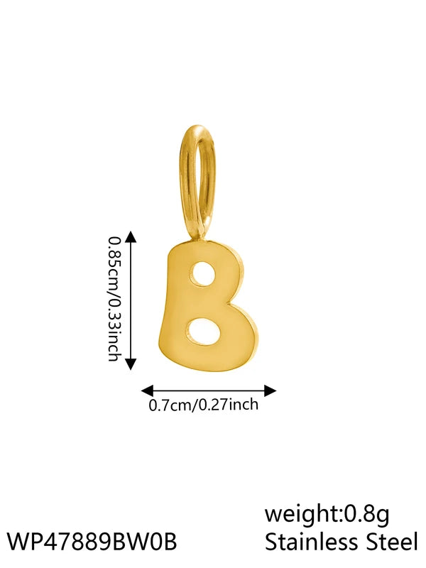 Minimalist Trendy Silver Initial Charm Pendant Stainless Steel Jewelry