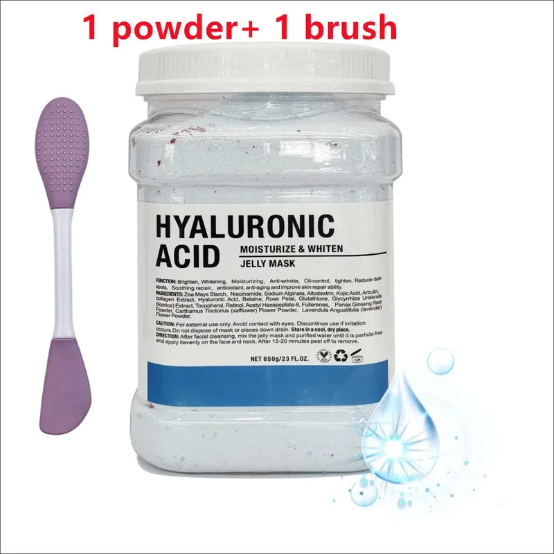 Facial Moisturizing Mask Powder with Silicone Brush - Hyaluronic Acid & Chamomile, Rose Jelly, 650g