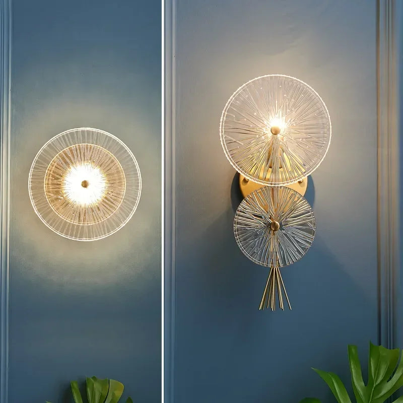 French Wall Sconce Modern Living Room Bedside Wall Lamp with Glass Shade