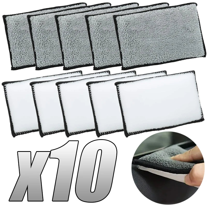 Microfiber Car Cleaning Sponge Set - Double Side Auto Detailing Waxes & Towels