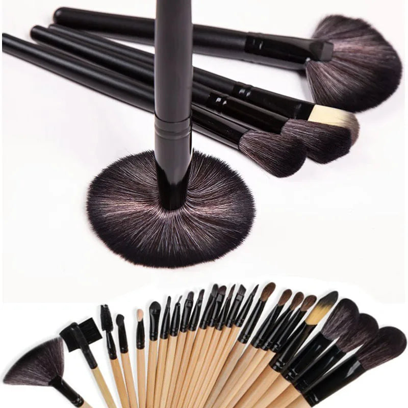 24Pcs Makeup Brush Set - Professional Synthetic Hair Cosmetic Tools for Face & Eyes