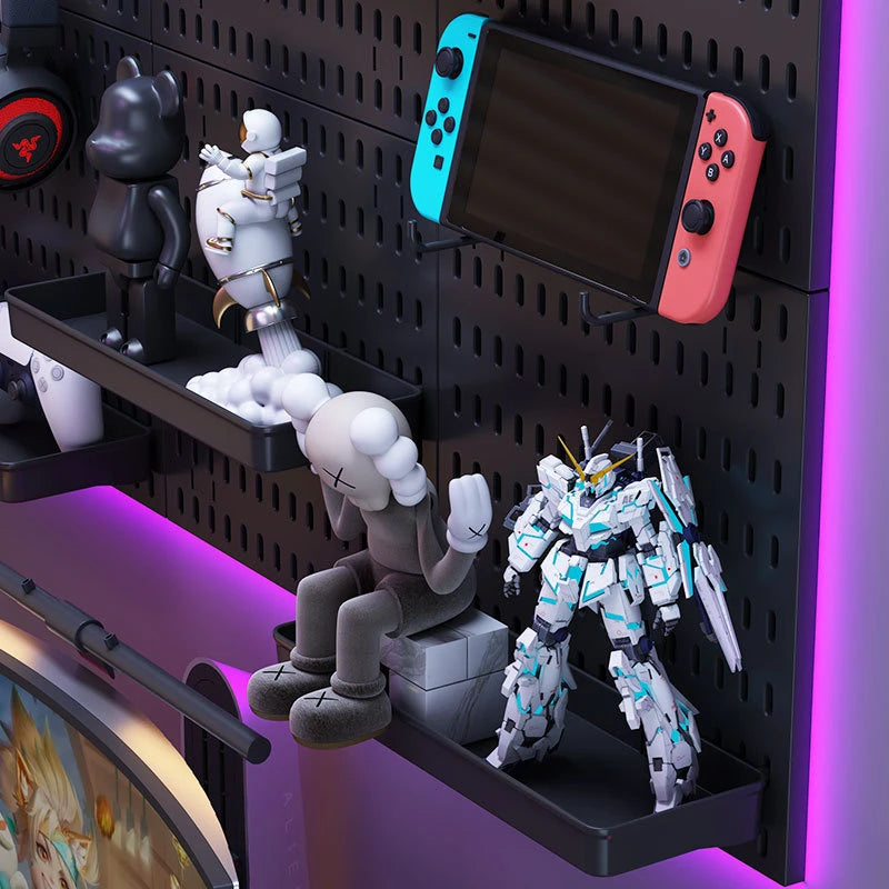 Gaming Wall Organizer Set with Shelf, Headphone & Controller Holders - Multi-Color Options