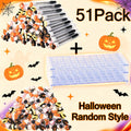 Halloween Eyelash Spoolie Brush Set with Organizer 51 Pieces - Safe & Bulk Makeup Tools