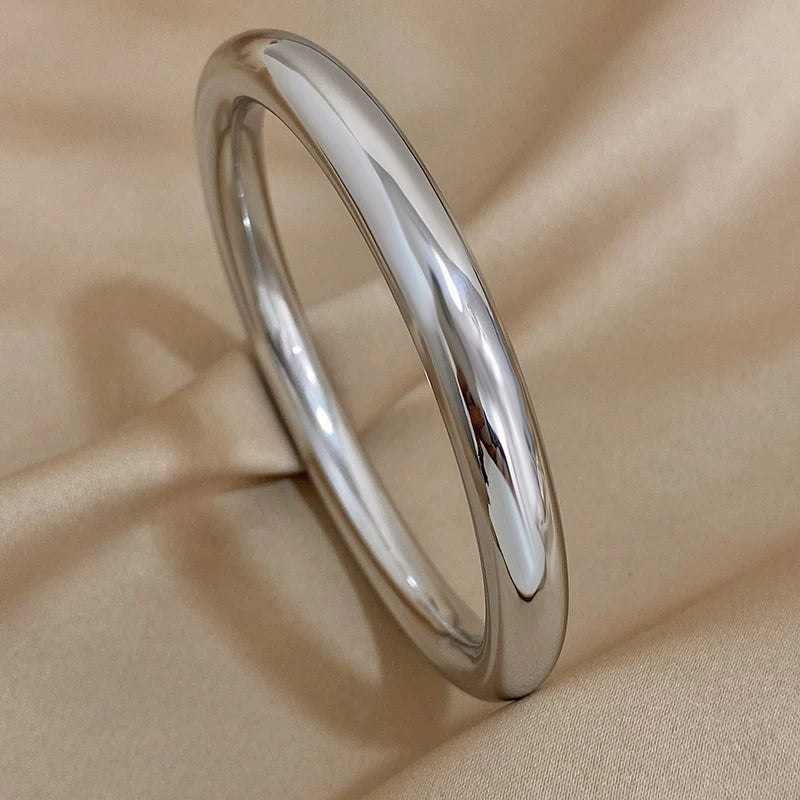 Solid Color Stainless Steel Cuff Bracelet for Women - Waterproof Jewelry Gift