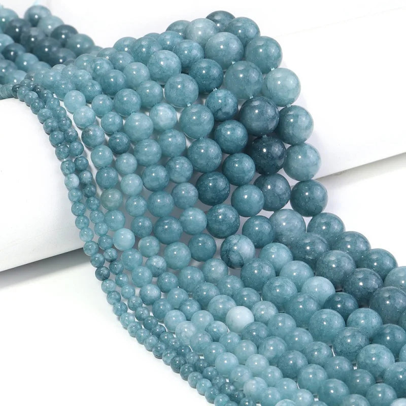 Natural Aquamarine Beads for Jewelry Making, 6-10mm Round Loose Stones