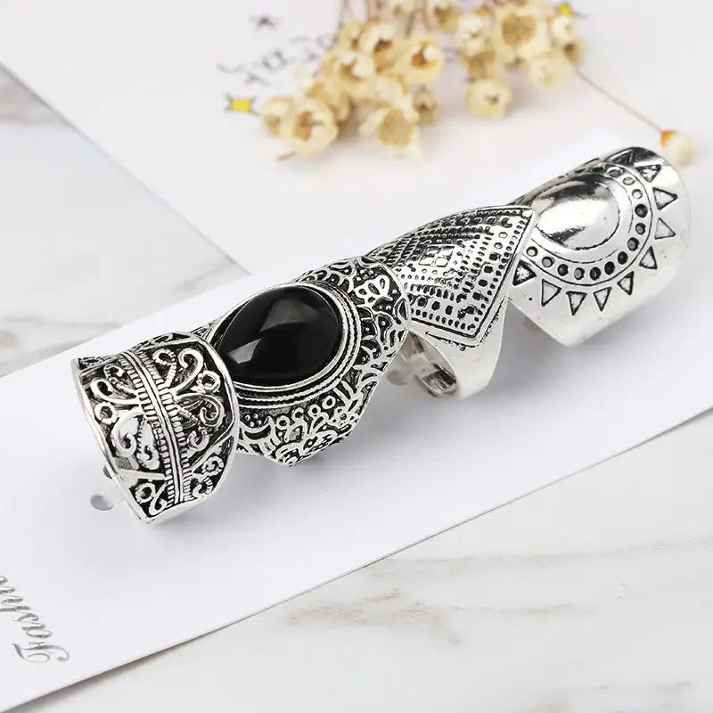 Vintage Silver Plated Boho Ethnic Midi Knuckle Rings 4-Piece Set Women Jewelry