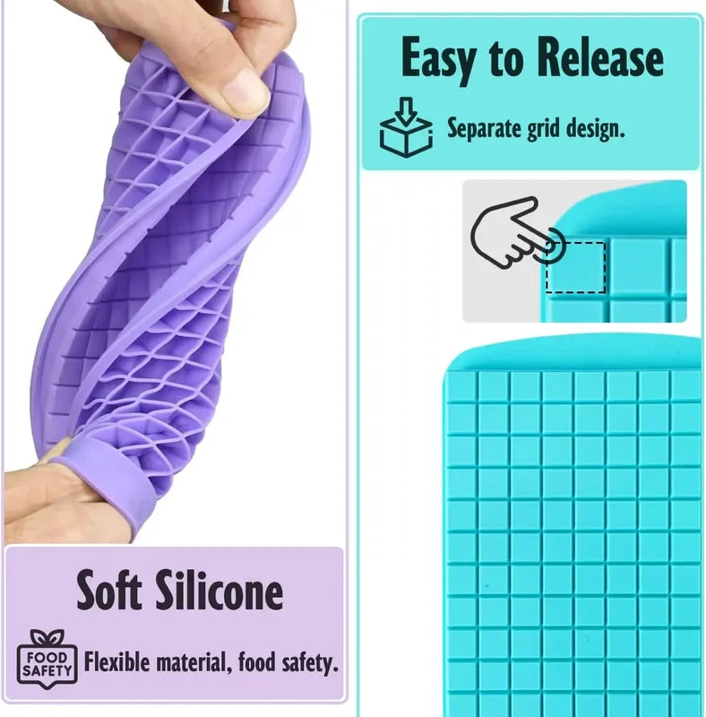 Mini Silicone Ice Cube Tray 160-Grid Foldable Ice Mold for Freezer - Food Grade
