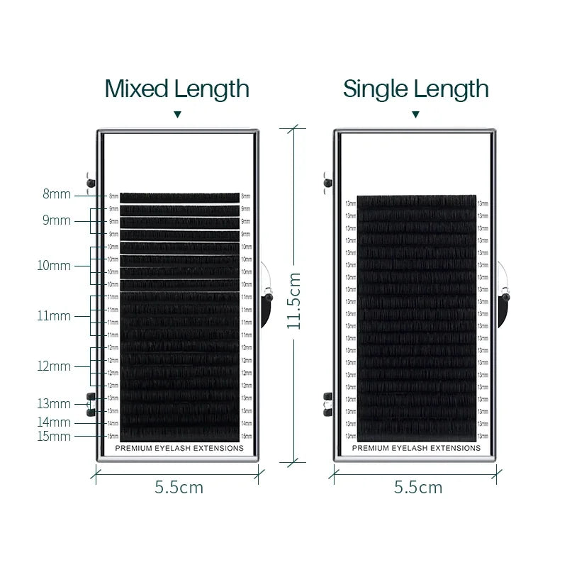 Professional Faux Eyelash Extensions 20 Rows Soft Black Tape for Makeup Artists