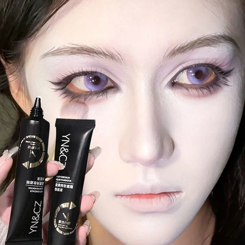 White Liquid Foundation for Halloween Cosplay Waterproof Full Coverage Face Paint